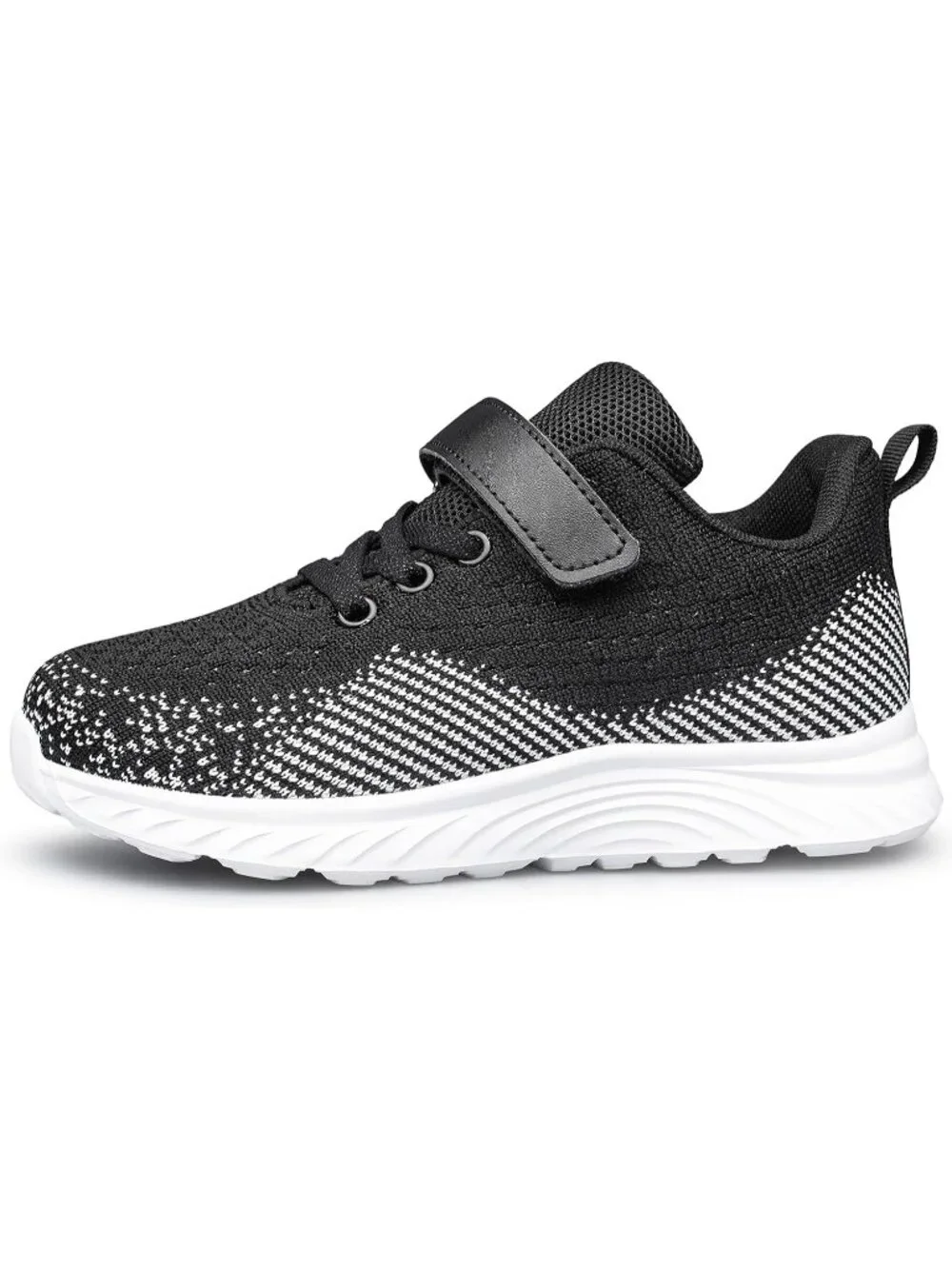 Kids Black White Mesh Shoes Toddler Boys Girls Running Sports Strap Sneakers